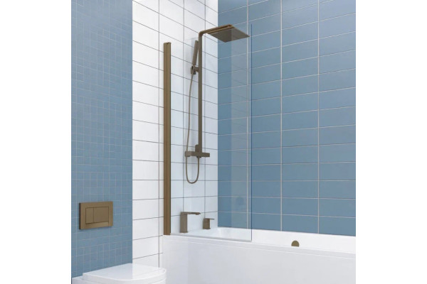 Шторка на ванну Kubele DE020 DE020P601-CLN-BR- 55х150 150х55, профиль бронза светлая