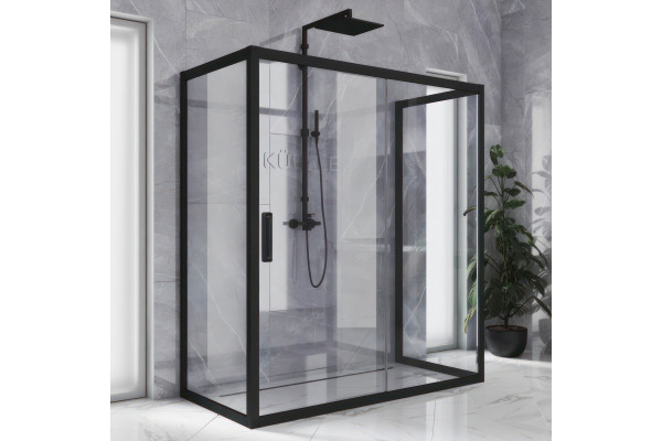 Душевой уголок Kubele DE019 R2U-CLN-BLMT 120х100 см, профиль матовый черный