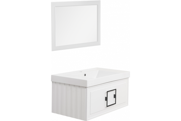Мебель для ванной La Fenice Cubo 80 белая, ручка черная