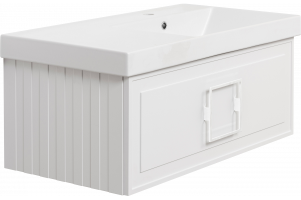 Тумба с раковиной La Fenice Cubo 90 R, белая, ручка белая