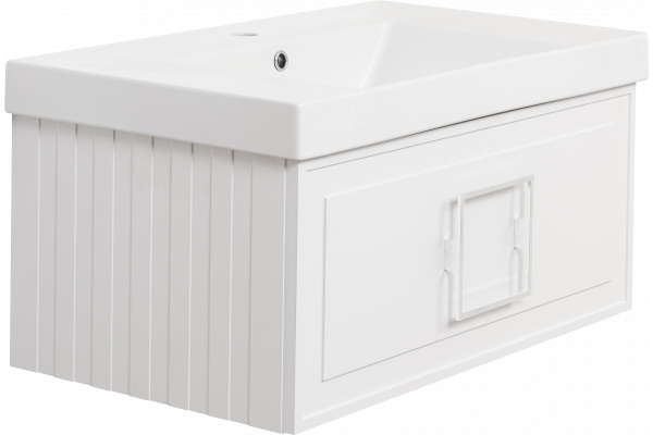 Тумба с раковиной La Fenice Cubo 80 белая, ручка белая