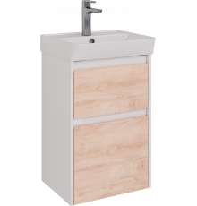 Тумба с раковиной Lemark Combi 45, дуб кантри, белая глянцевая