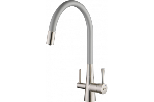 Смеситель для кухни Lemark Comfort LM3075BN-Silver с гибким изливом, никель, серебристый