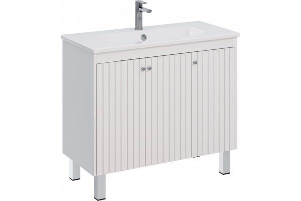 Тумба с раковиной Lemark Romance 100 белая глянцевая