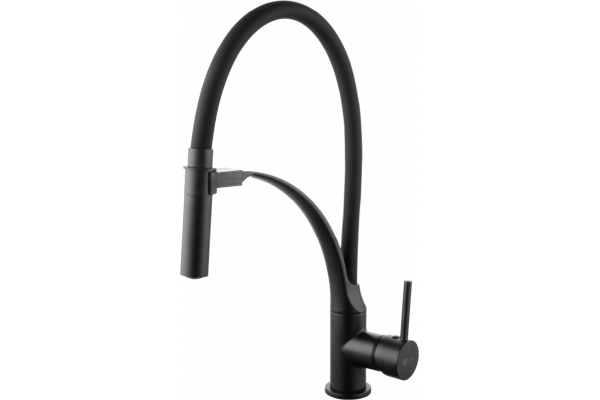 Смеситель для кухни Lemark Soul LM6007BL с гибким изливом, черный