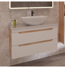 Тумба с раковиной Lemark Olivia 80 дуб кантри, белая глянцевая, раковина Триумф