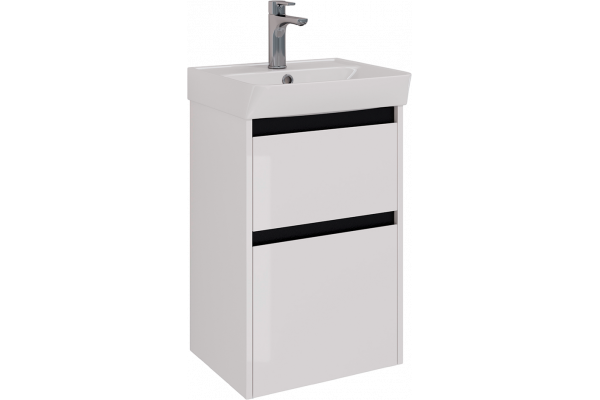 Тумба с раковиной Lemark Combi 45 черная, белая глянцевая