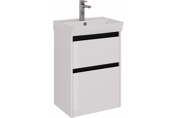 Тумба с раковиной Lemark Combi 50 черная, белая глянцевая
