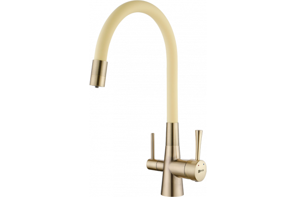 Смеситель для кухни Lemark Comfort LM3075B-Beige с гибким изливом, бронза, бежевый