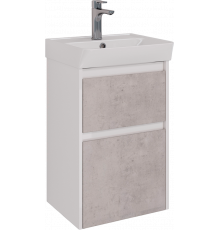 Тумба с раковиной Lemark Combi 45, бетон, белая глянцевая