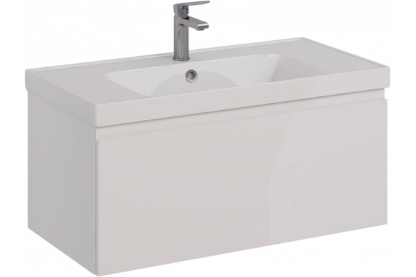 Тумба с раковиной Lemark Veon mini 90 белая глянцевая, 1 ящик