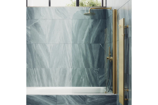 Шторка на ванну Maybahglass MGV-598-3 60x140, профиль золото, стекло прозрачное