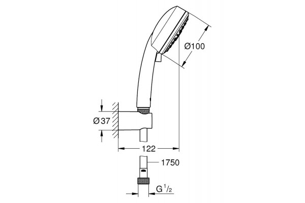 Смеситель для ванны с душем MEGA Sun MG-SUN01 + Душевой гарнитур Grohe Vitalio Comfort 26176000 хром