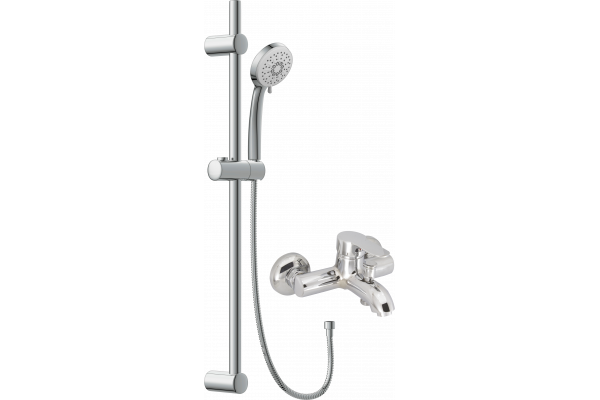 Смеситель для ванны с душем MEGA City MG-ZRV103 + Душевой гарнитур Cersanit Vibe 63067 хром