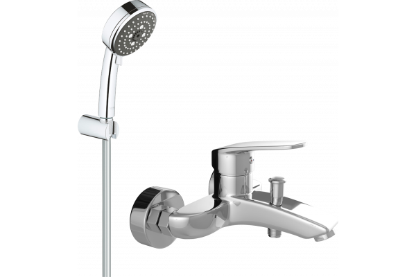 Смеситель для ванны с душем MEGA Mercan MG-SER103 + Душевой гарнитур Grohe Vitalio Comfort 26176000 хром