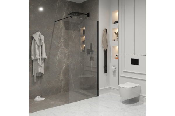 Душевая перегородка Niagara Nova NG-683-11 BLACK 110x195 профиль черный, стекло прозрачное
