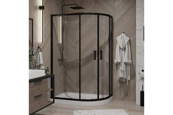 Душевой уголок Niagara Nova NG-6821-08 BLACK 120x80, асимметричный, черный