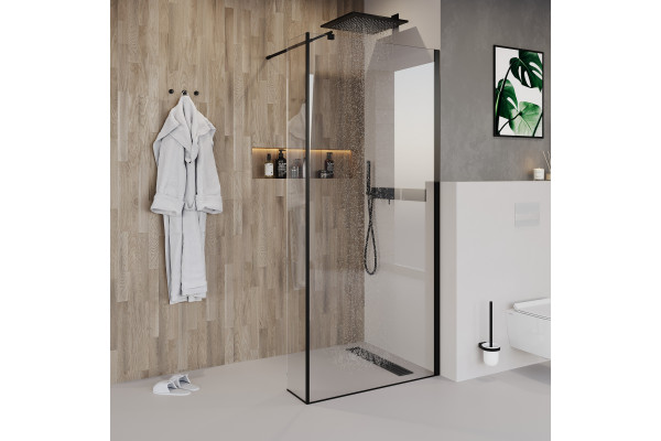 Душевая перегородка Niagara Nova NG-684-90 BLACK 90x195 профиль черный, стекло прозрачное