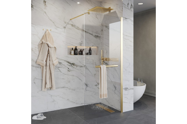 Душевая перегородка Niagara Nova NG-641-10 GOLD 100x195 профиль золото, стекло прозрачное