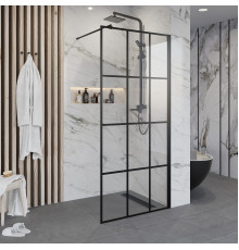 Душевая перегородка Niagara Nova NG-685-11 BLACK 110x195 профиль черный, стекло прозрачное