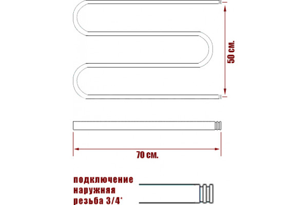 Полотенцесушитель водяной Ника Simple М-3/4 50/70