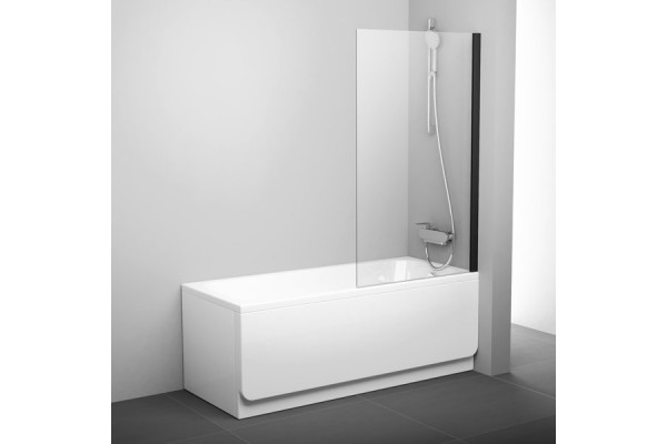 Шторка на ванну Ravak Pivot PVS1-80 Transparent, профиль черный