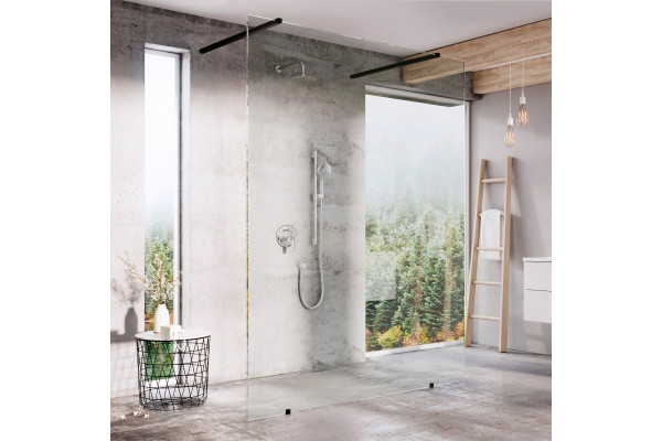 Душевая перегородка Ravak Walk-In Free 140 + кронштейн 90 см, черный 2 шт