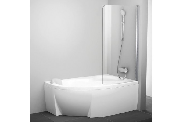 Шторка на ванну Ravak Rosa CVSK1 140/150 R Transparent, профиль сатин