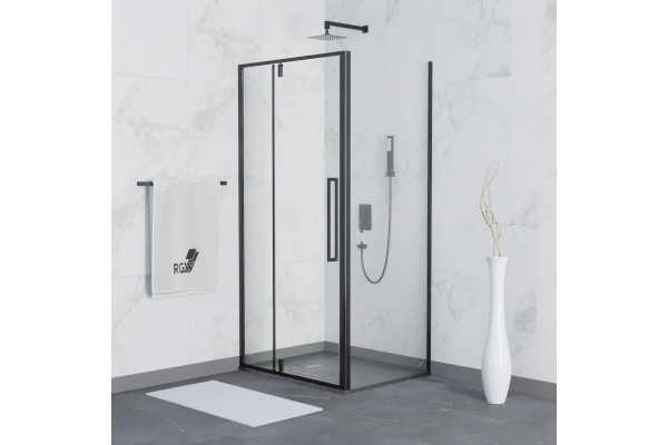 Душевой уголок RGW Stilvoll SV-03B+90 см (119-122)x90x200 профиль черный матовый, стекло прозрачное