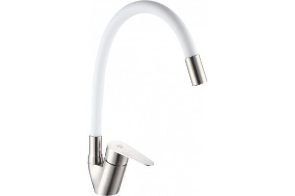 Смеситель для кухни РМС Sus126w 016F хром, белый, с гибким изливом