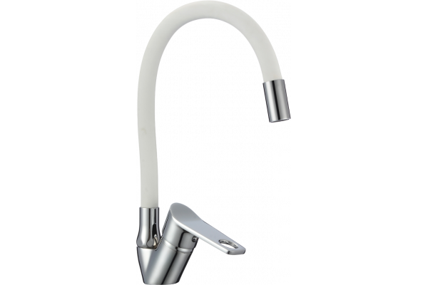 Смеситель для кухни РМС SL137W 016F хром, белый, с гибким изливом