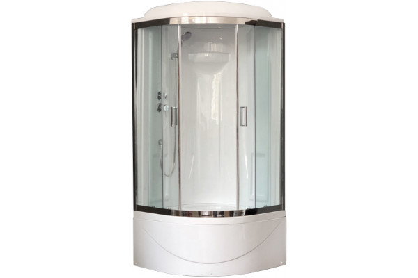 Душевая кабина Royal Bath BK RB90BK1-T-CH с высоким поддоном, с сиденьем