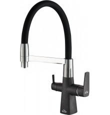 Смеситель для кухни Steel Hammer SH 818-6 Black Cr с гибким изливом