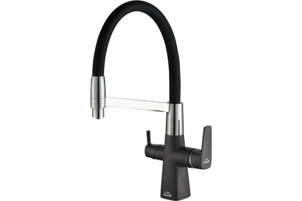 Смеситель для кухни Steel Hammer SH 818-6 Black Cr с гибким изливом