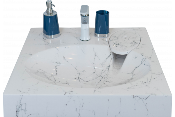 Раковина Stella Polar Миро 60, белый мрамор, с кронштейнами