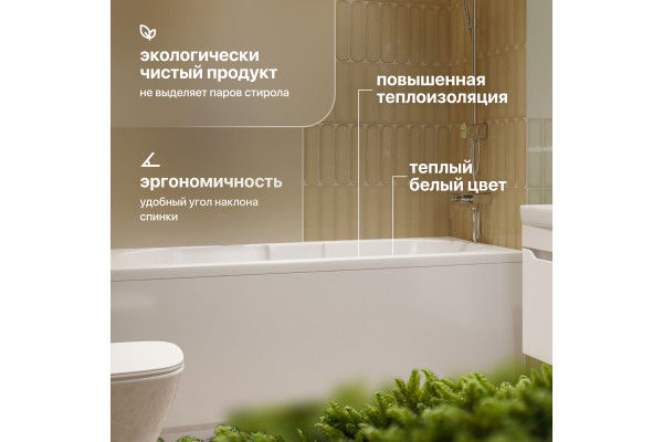 Акриловая ванна STWORKI Ольтен 170x70 см, с каркасом