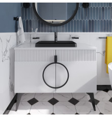 Тумба с раковиной STWORKI Valisso 105, white, черные ручки