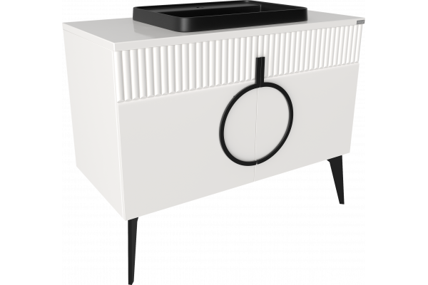 Тумба с раковиной STWORKI Valisso 105, white, черные ручки