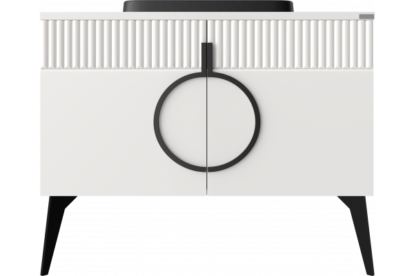 Тумба с раковиной STWORKI Valisso 105, white, черные ручки