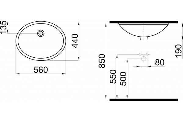 Раковина STWORKI 56 K0001-0566 встраиваемая