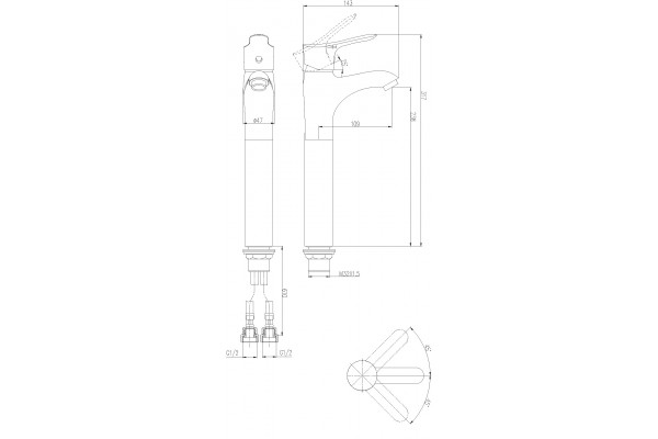 Смеситель для раковины STWORKI Мальмё 32359-147/1BG-IG11