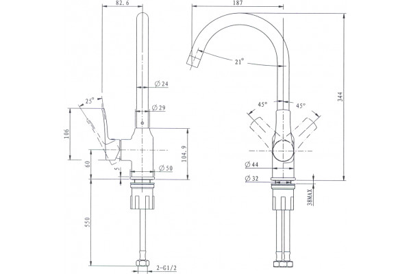 Смеситель для кухни STWORKI HWX0603-P01BK