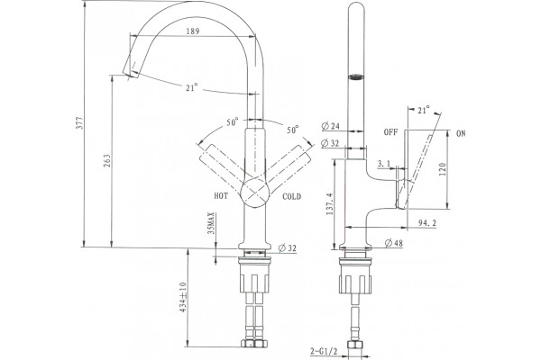 Смеситель для кухни STWORKI HDA4228XH2