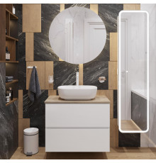 Мебель для ванной STWORKI Колдинг 80 белая, с раковиной Moduo 50 Square, столешница орех матовый