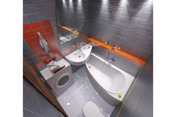 Акриловая ванна STWORKI Лунд R 150x75 см, угловая, с каркасом, асимметричная