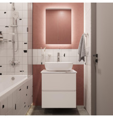 Мебель для ванной STWORKI Колдинг 60 белая, с раковиной 50 Square, столешница белая сатиновая