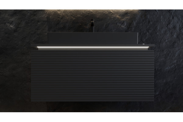 Тумба с раковиной STWORKI Рандерс, 100, антрацит, подвесная, с подсветкой