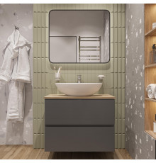 Мебель для ванной STWORKI Колдинг 80, антрацит, с раковиной Moduo 55 Leaf, столешница орех матовый