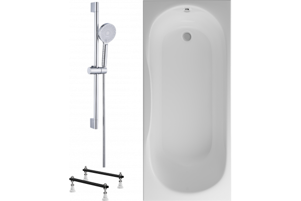 Комплект Акриловая ванна STWORKI Хальмстад SW1017075026 без опоры 170x75 см + Ножки + Гарнитур Вестфолл WH627-C хром