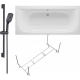 Комплект Акриловая ванна STWORKI Хадстен SW1016075028 без опоры 180x80 см + Каркас SW5018080052 180 + Гарнитур Готланд WH628-MB черный матовый